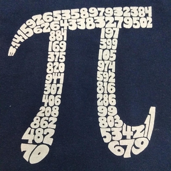 Medium Nerdy Navy Blue Pie 3.14 Funny Tshirt - Picture 3 of 6